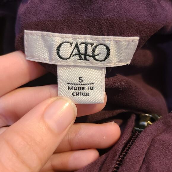 Cato small womens plum colored zip up faux suede top - Picture 6 of 8